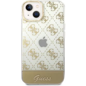 Guess PC/TPU Peony Glitter Script Logo kryt iPhone 14 zlatý