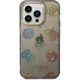 Guess PC/TPU Peony Glitter kryt iPhone 14 Pro černý