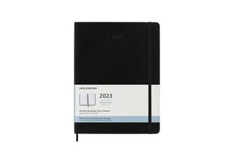Moleskine Měsíční diář 2023 tvrdý černý XL