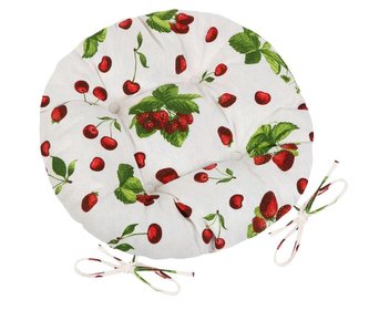 Sedák EMA kulatý prošívaný - jahody a třešně - průměr 40 cm