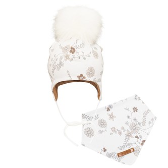 Podzimní holčičí kojenecká čepička s šátkem na krk New Baby Special One - velikost 56 (0-3m)