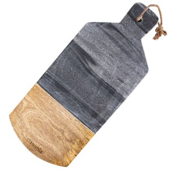 Dekorativní prkénko MARBLE v kombinaci černého mramoru a mangového dřeva v rozměru 43x18 cm Homla