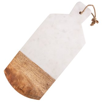Dekorativní prkénko MARBLE v kombinaci bílého mramoru a dřeva v rozměru 43x18 cm Homla
