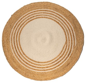 Koberec v kombinaci bavlny a juty LIVAL béžová průměr 80 cm Homla