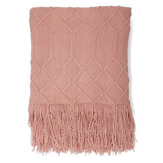 Mikrovláknová deka-pléd s třásněmi LOOP růžová 130x170 cm Homla