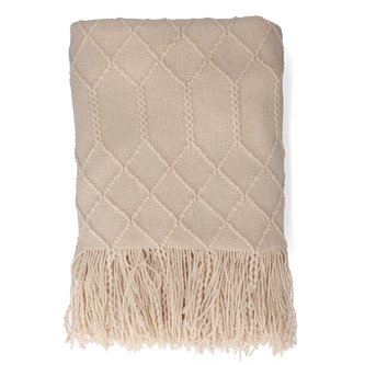 Mikrovláknová deka-pléd s třásněmi LOOP béžová 130x170 cm Homla
