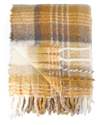 Mikrovláknová deka-pléd s třásněmi MANPA mustard/hořčicová 130x170 cm Homla