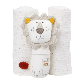 Chrastítko a 2 ks mušelínových plenek, FehnNatur