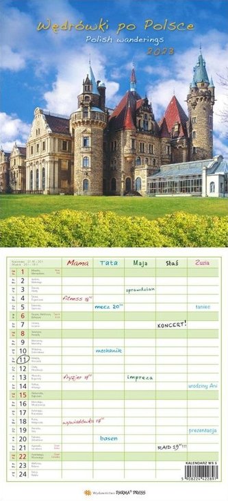 Kalendarz 2023 Wieloplanszowy - Wędrówki po Polsce