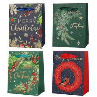 Torba prezentowa 18x23 Święta brokat