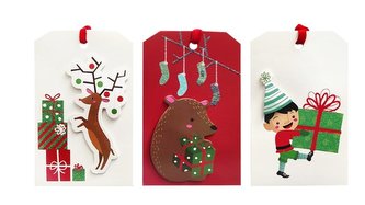 Tagi prezentowe z dekoracją 3D święta 6szt