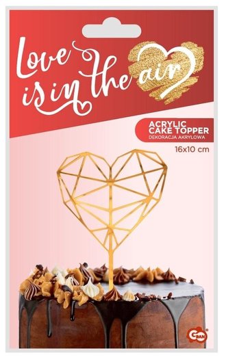 Dekorace na dort Diamant - zlatý - 16 x 10 cm