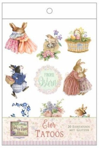 Eier-Tatoos, 20 Eieraufkleber mit Glitzer