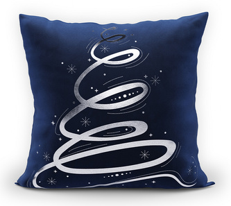 Polštář CHRISTMAS TREE tmavě modrá/stříbrná 45x45 cm MyBestHome