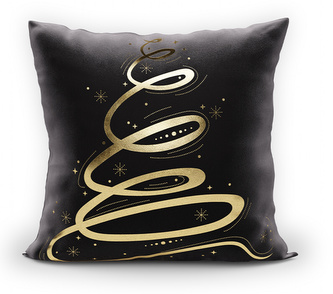 Polštář CHRISTMAS TREE černá/zlatá 45x45 cm MyBestHome