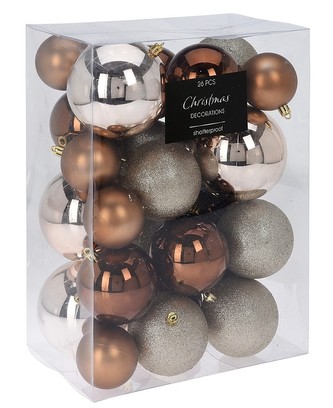 Vánoční ozdoby koule sada 26 ks hnědá