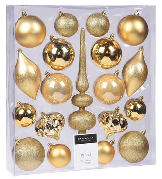 Vánoční ozdoby se špičkou sada 19 ks zlatá