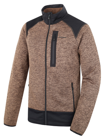 Pánský fleecový svetr na zip Alan M deep khaki - L