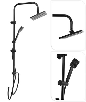 Sprchový set bez baterie na stěnu DÉŠŤ matná černá