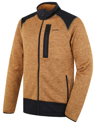 Pánský fleecový svetr na zip Alan M dk. mustard - L