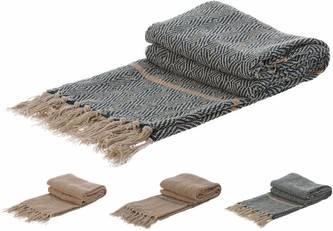 Deka se střapci bavlna 130 x 170 cm 3ASS