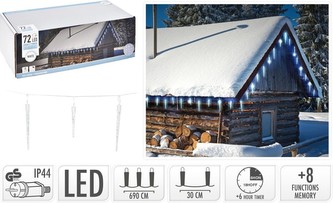 Světelný řetěz RAMPOUCHY 72 LED bílá / 6,9 m