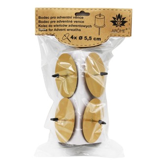 ARÔME Bodce na svíčky na věnec, 4 ks, zlatý mat