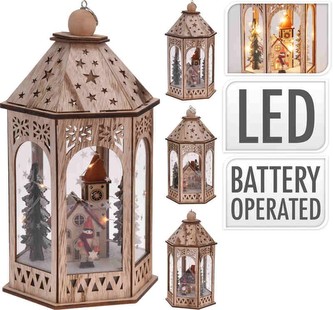 Lucerna s LED osvětlením a vánoční dekorací 48 cm