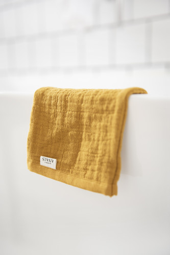 Mušelínová žínka Bliss Mustard 2 ks