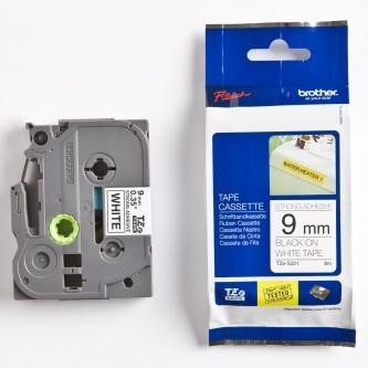 Brother TZ-S221 / TZe-S221, 9mm x 8m, černý tisk/bílý podklad, originální páska