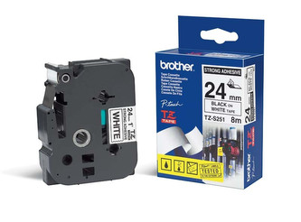 Brother TZ-S251 / TZe-S251, 24mm x 8m, černý tisk/bílý podklad, originální páska