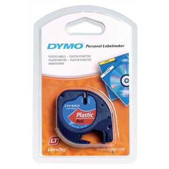 Dymo LetraTag 59424, S0721580 / 91203, S0721630, 12mm x 4m, černý tisk/červený podklad, originální pásk