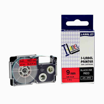 Kompatibilní páska s Casio XR-9RD1, 9mm x 8m černý tisk / červený podklad