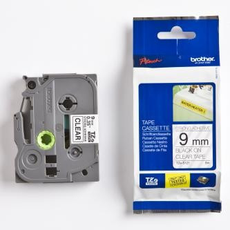 Brother TZ-S121 / TZe-S121, 9mm x 8m, černý tisk/čirý podklad, originální páska