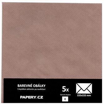 barevná obálka 155X155 HNĚDÁ S PRUHY, 5 kusů, 100 gm2, olizová