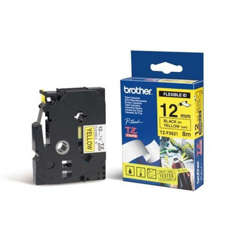 Brother TZ-FX631 / TZe-FX631, 12mm x 8m, černý tisk/žlutý podklad, originální páska