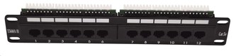 10" Patch panel LEXI-Net 12port, UTP, Cat5E, duální svorkovnice, černý