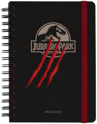 Plánovací týdenní školní diář A5 2022/2023 Jurassic Park|Jurský park se samolepkami, záložkami a obálkou (14,8 x 21 cm)