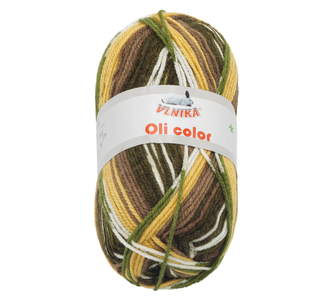 Příze OLI COLOR - žlutá, hnědá, zelená - 100g / 210 m