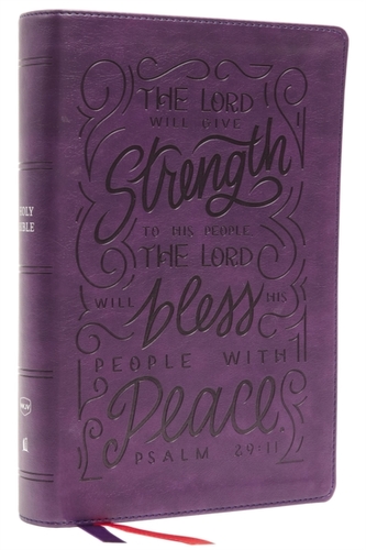 NKJV, Giant Print Center-Column Reference Bible, Verse Art Cover Collection, Leathersoft, Purple, Red Letter, Comfort Pr