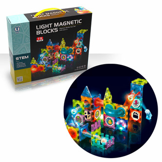 Tor kulkowy - magnetyczny, świecący zestaw konstrukcyjny (75 szt.)