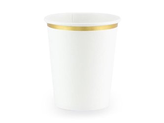 EKO Party kelímky bílé se zlatým okrajem 6 ks