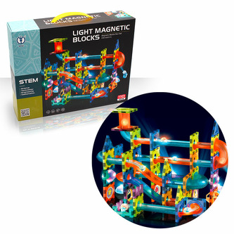 Tor kulkowy – magnetyczny, świecący zestaw konstrukcyjny (110 szt.)