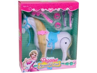 Kůň s příslušenstvím, na baterie, s hudbou,  18 x 9 x 5 cm