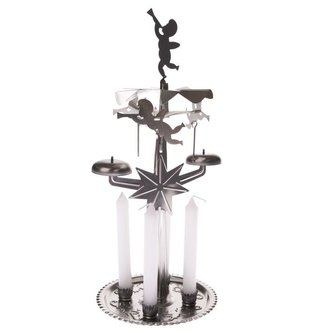 Kovové andělské zvonění se 4 svíčkami, 12/144