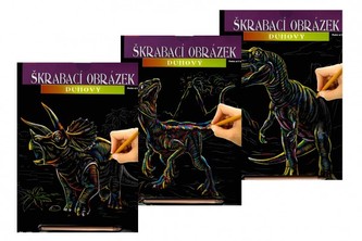 škrábací obrázek - duhový dino