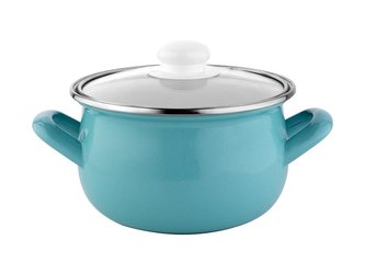 HRNEC SMALTOVANÝ PYZA S POKLIČKOU 16CM 2,2L CAPRI MOŘSKÁ MODŘ