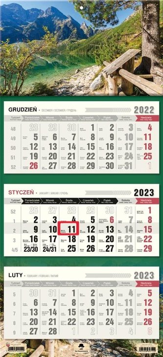 Kalendarz 2023 trójdzielny płaska główka Tatry