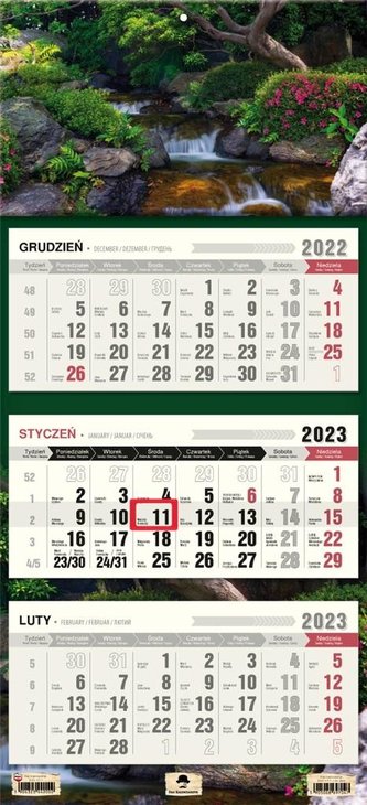 Kalendarz 2023 trójdzielny płaska główka Zen