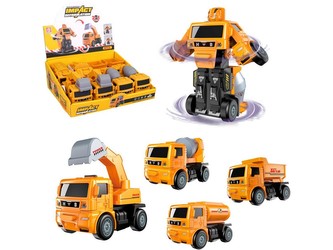 Robot - auta stavební, měnící se, na setrvačník, 11,5 x 6,5 x 8,5 cm (1 ks)